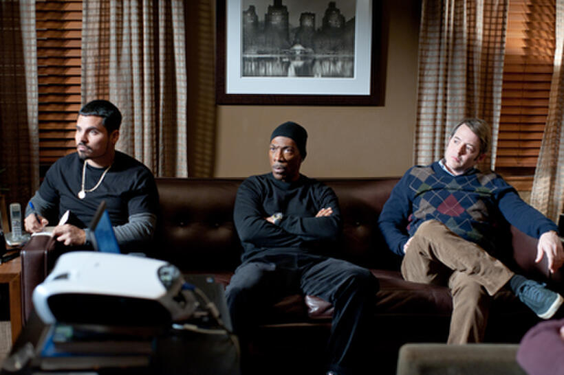 Michael Pena, Eddie Murphy and Matthew Broderick in "Tower Heist."