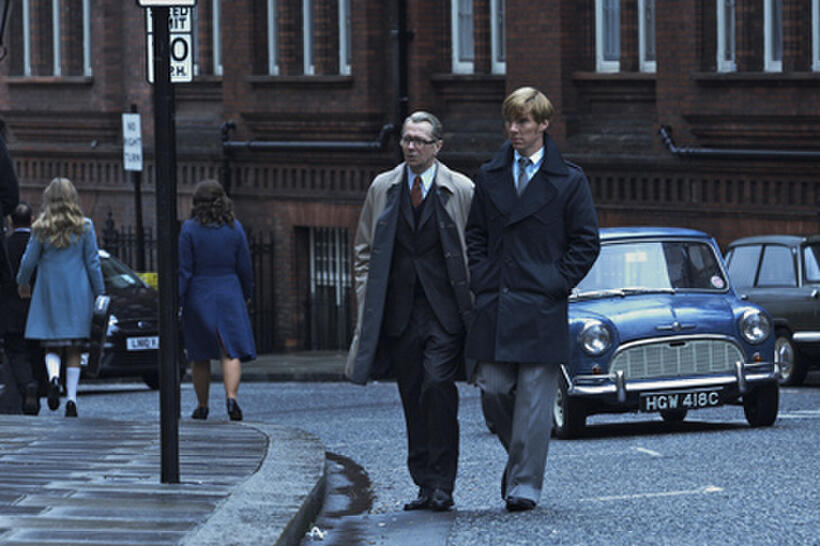 Gary Oldman as George Smiley and Benedict Cumberbatch as Peter Guillam in "Tinker Tailor Soldier Spy.''