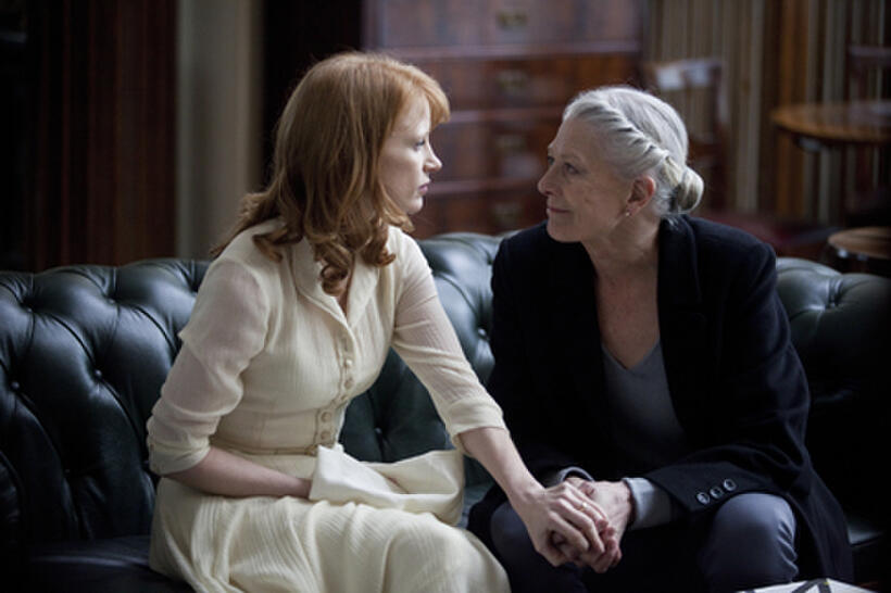 Jessica Chastain as Virgilia and Vanessa Redgrave as Volumina in "Coriolanus."