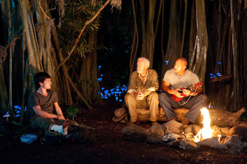 Josh Hutcherson as Sean, Michael Caine as Alexander and Dwayne Johnson as Hank in ``Journey 2: The Mysterious Island.''