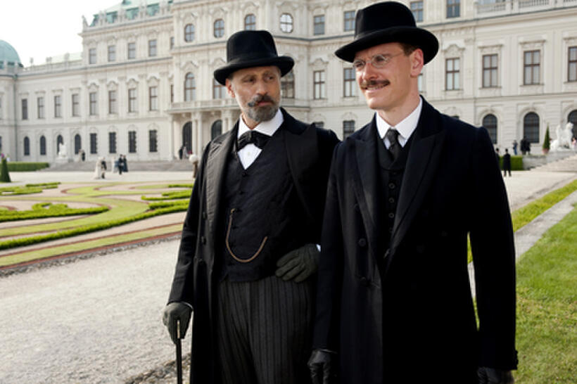 Viggo Mortensen as Sigmund Freud and Michael Fassbender as Carl Jung in ``A Dangerous Method.''