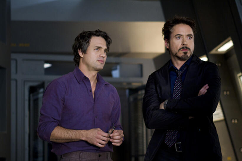 Mark Ruffalo as Bruce Banner and Robert Downey Jr. as Tony Stark in ``The Avengers.''