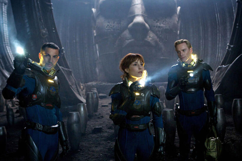 Logan Marshall-Green as Holloway, Noomi Rapace as Elizabeth Shaw and Michael Fassbender as David in "Prometheus.''