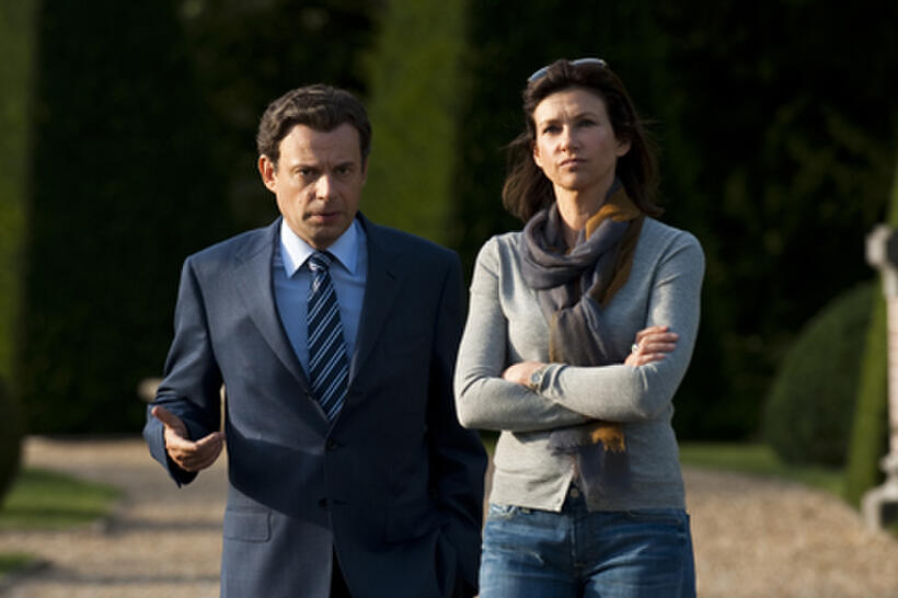 Denis Podalydes as Nicolas Sarkozy and Florence Pernel as Cecilia Sarkozy in ``The Conquest.''