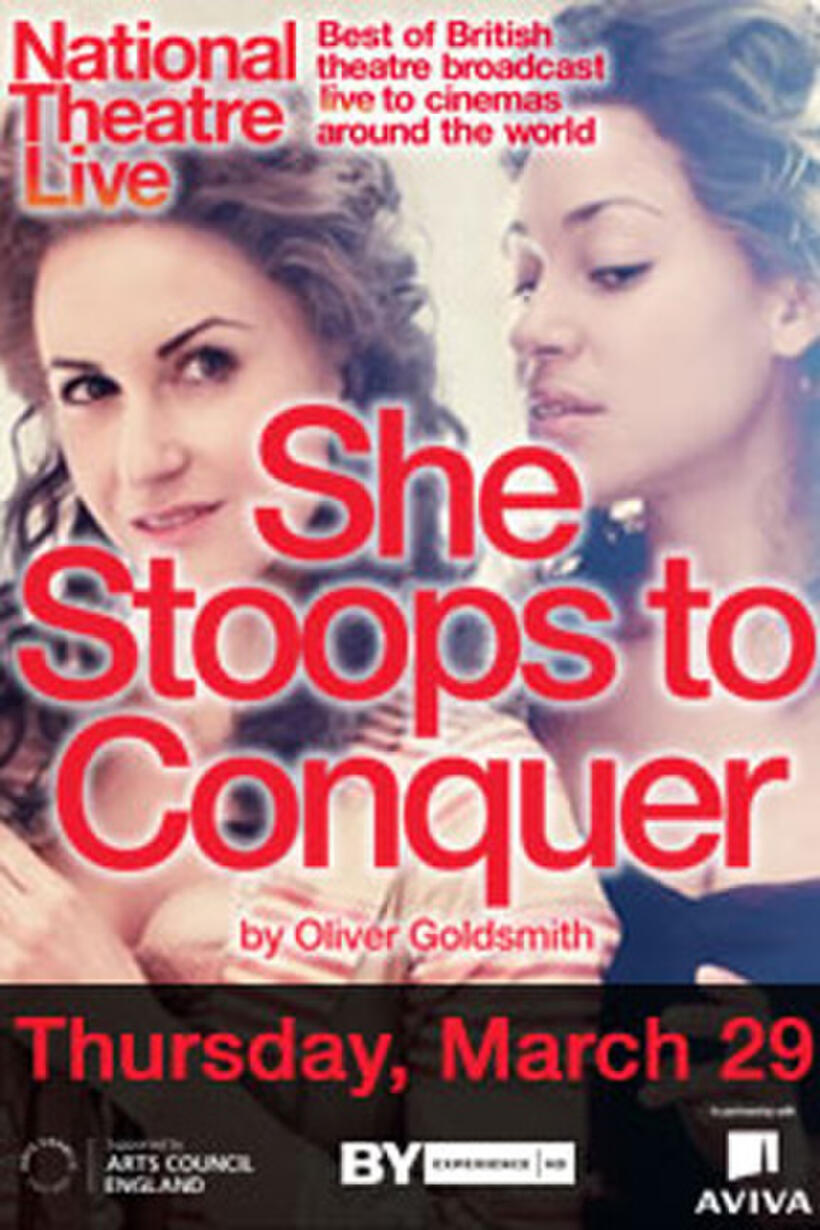 Poster art for "National Theatre Live: She Stoops to Conquer."