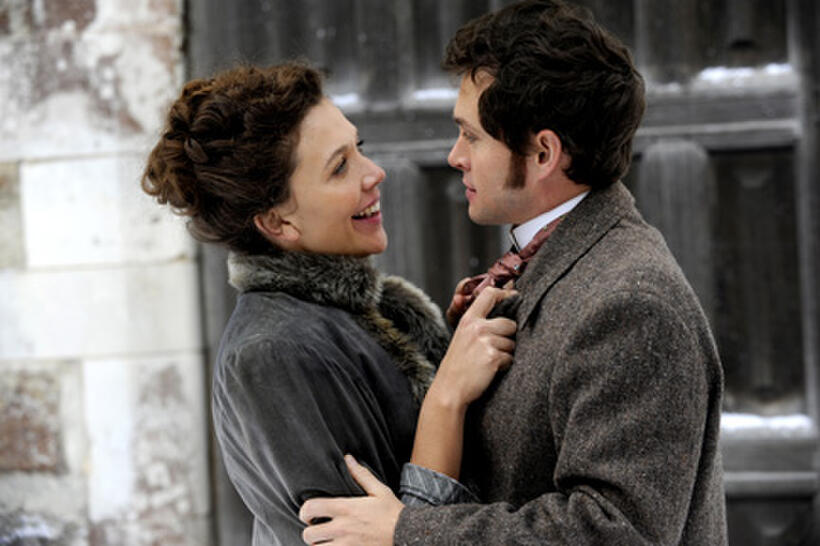 Maggie Gyllenhaal as Charlotte Dalrymple and Hugh Dancy as Dr. Mortimer Granville in ``Hysteria.''