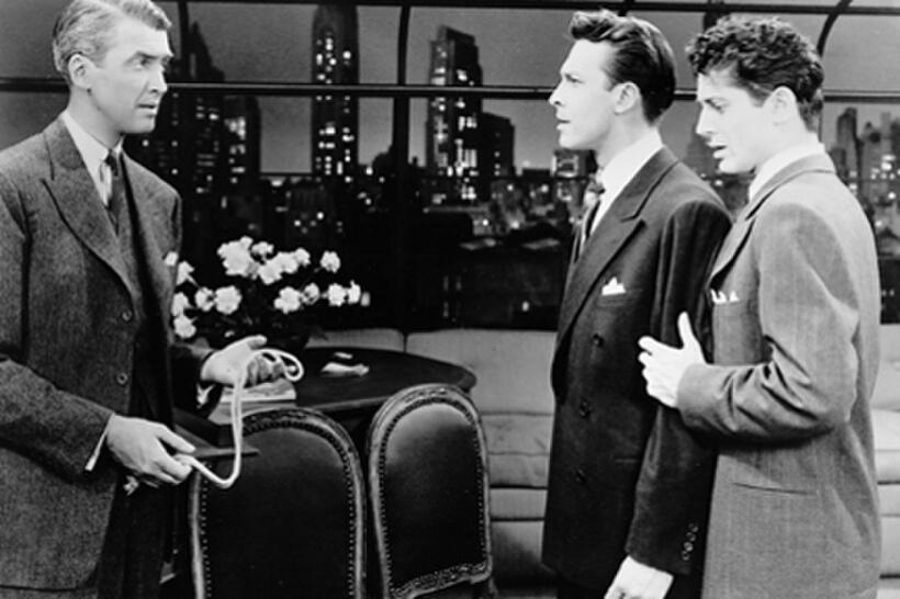 James Stewart, John Dall and Farley Granger in Alfred Hitchcock's "Rope."