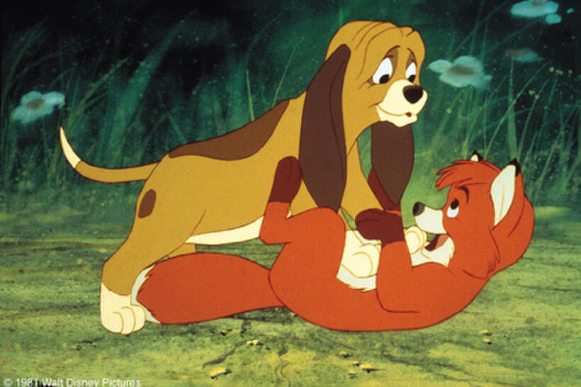 A scene from the film "The Fox and The Hound."