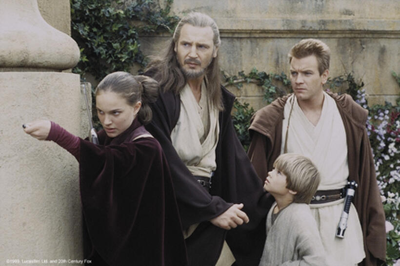 Queen Amidala, Qui-Gon Jinn, Anakin Skywalker and Obi-Wan Kenobi.