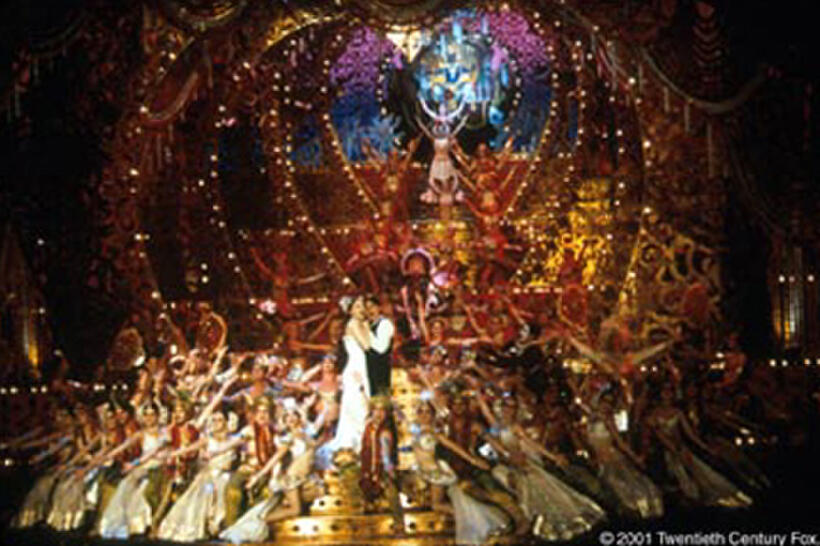Satine (Nicole Kidman) and Christian (Ewan McGregor) profess their undying love for each other during the climax of "Spectacular, Spectacular," the Hindu stage show at the Moulin Rouge.