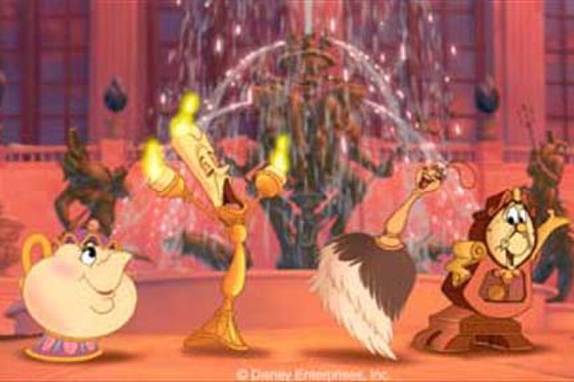 Mrs. Potts, Lumiere, a Feather Duster and Cogsworth - express their desire to be "human again" in this newly animated sequence.