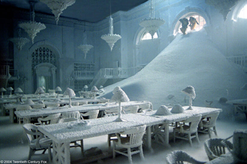 Manhattan public library and the rest of New York are frozen in the wake of catastrophic climatic shift in "The Day After Tomorrow."