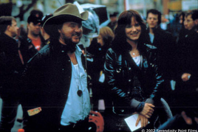 Bruce McDonald and Juliette Lewis on the set of "Picture Claire."