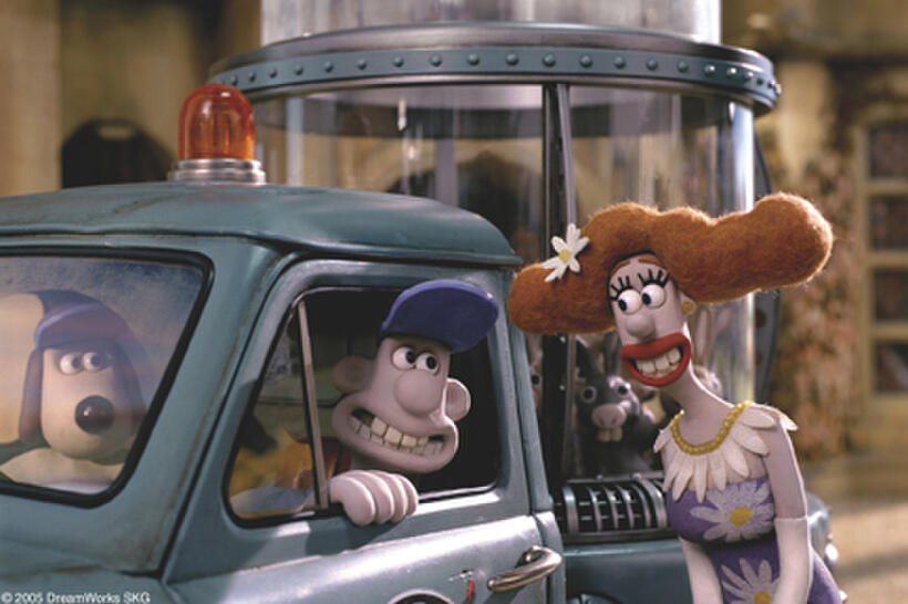 Lady Tottington (Helena Bonham Carter) thanks Wallace (PETER SALLIS) for finding a humane way to safely remove the veg-eating rabbits and saving the town's Giant Vegetable Competition.