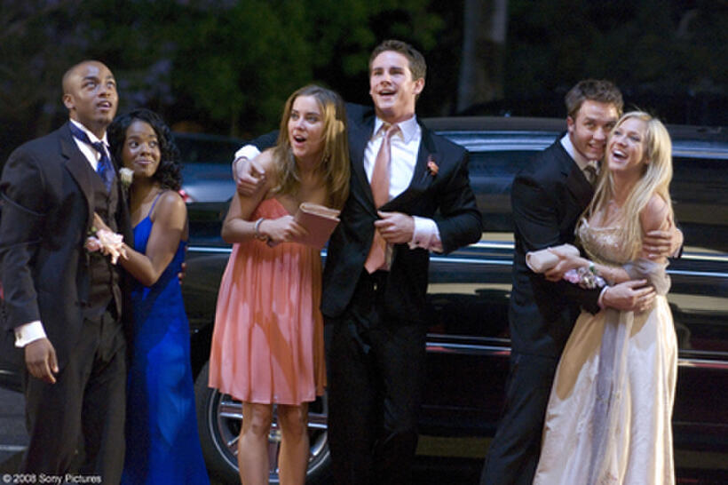 Collins Pennie, Dana Davis, Jessica Stroup, Kelly Blatz, Scott Porter and Brittany Snow in "Prom Night."