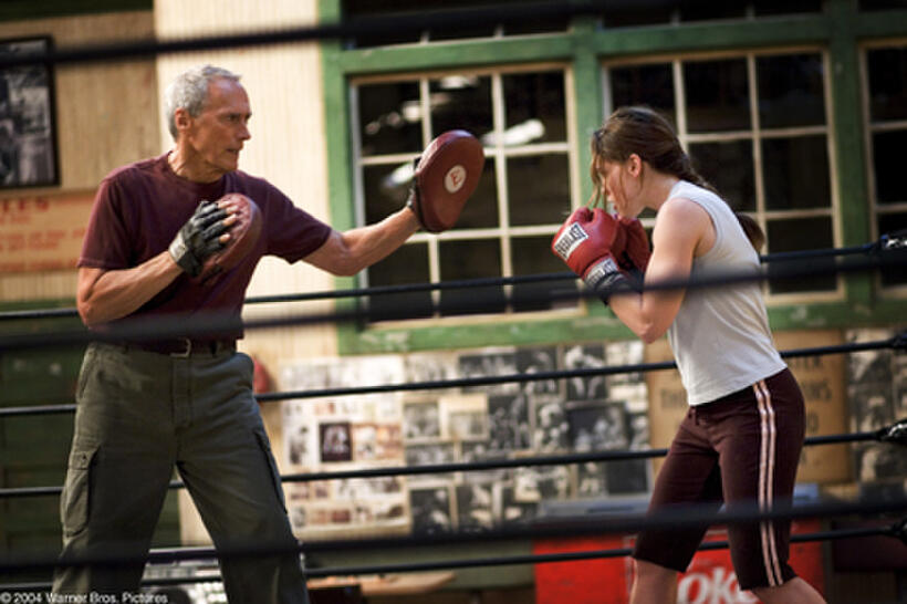 CLINT EASTWOOD as Frankie and HILARY SWANK as Maggie in Warner Bros. Pictures' drama "Million Dollar Baby." The Malpaso production also stars Morgan Freeman.