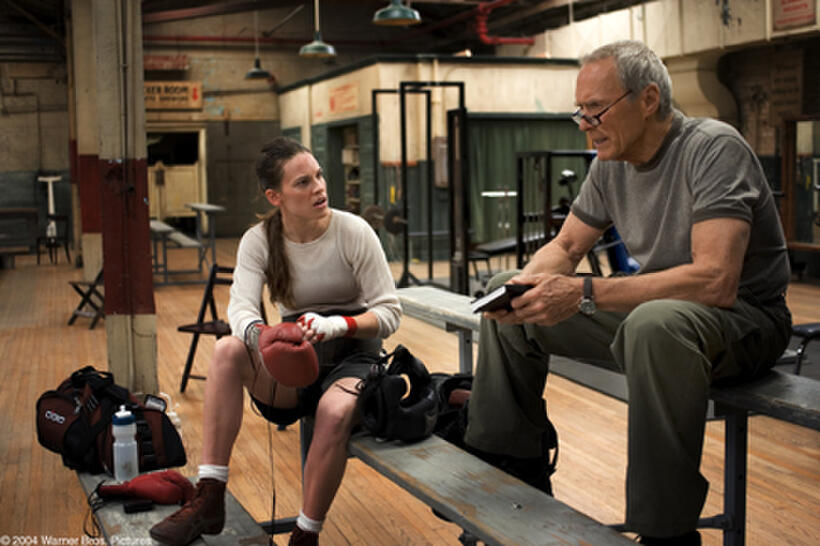 HILARY SWANK as Maggie and CLINT EASTWOOD as Frankie in Warner Bros. Pictures' drama "Million Dollar Baby." The Malpaso production also stars Morgan Freeman.