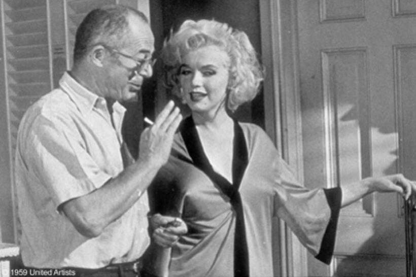 On the set of the film "Some Like It Hot."