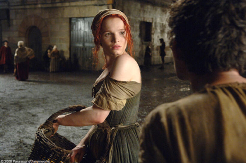 A Plum Girl (Karoline Herfurth) is startled by the attentions of Jean-Baptiste Grenouille (Ben Whishaw) in "Perfume: The Story of a Murderer."