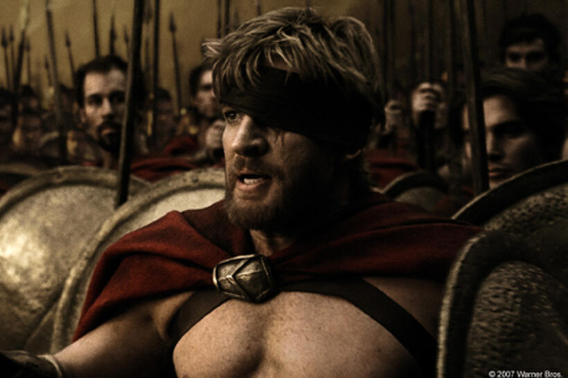 Dilios (David Wenham) inspires the Spartan troops with tales of honor and victory before battle in "300."