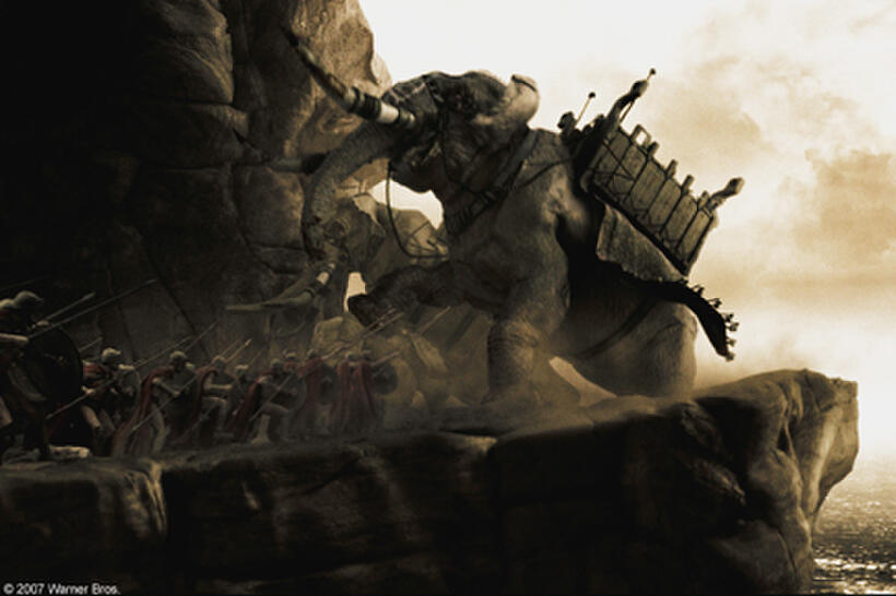 The Spartan defenders face a menagerie of war beasts from across the vast Persian empire in "300."