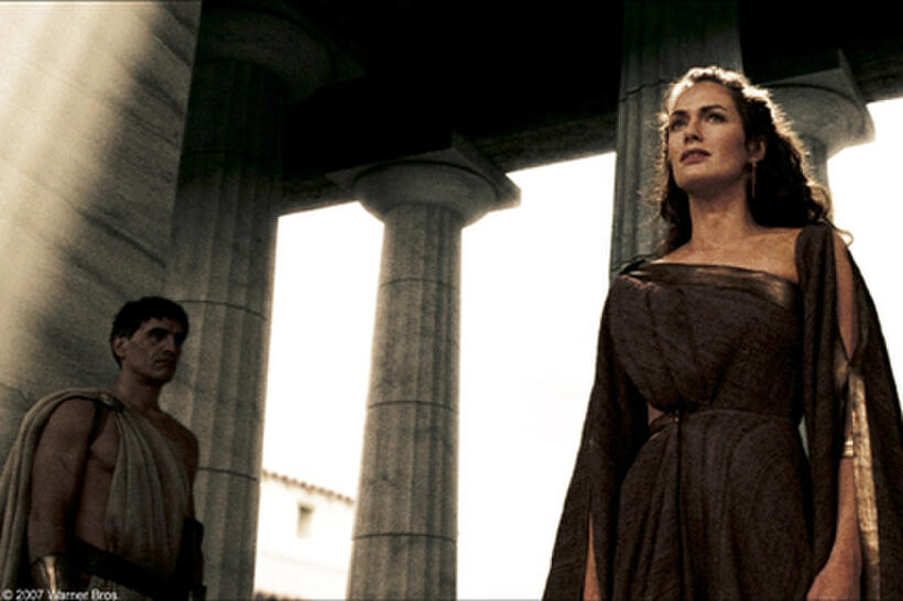Gorgo (Lena Headey) makes an impassioned plea before the Spartan council in "300." 