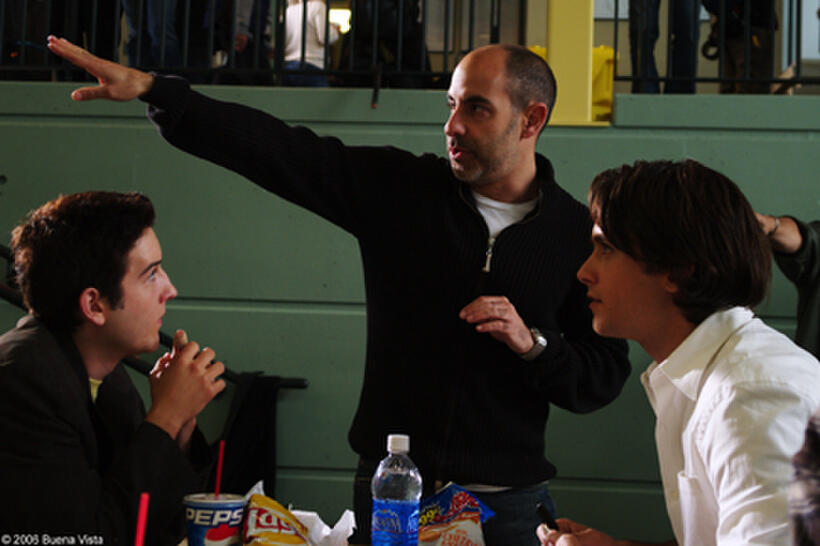 Chris Marquette, Justin Chatwin and David S. Goyern the set of the film "The Invisible."