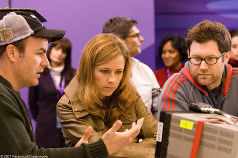 Director Will Speck, Jenna Fischer and director Josh Gordon on the set of "Blades of Glory."