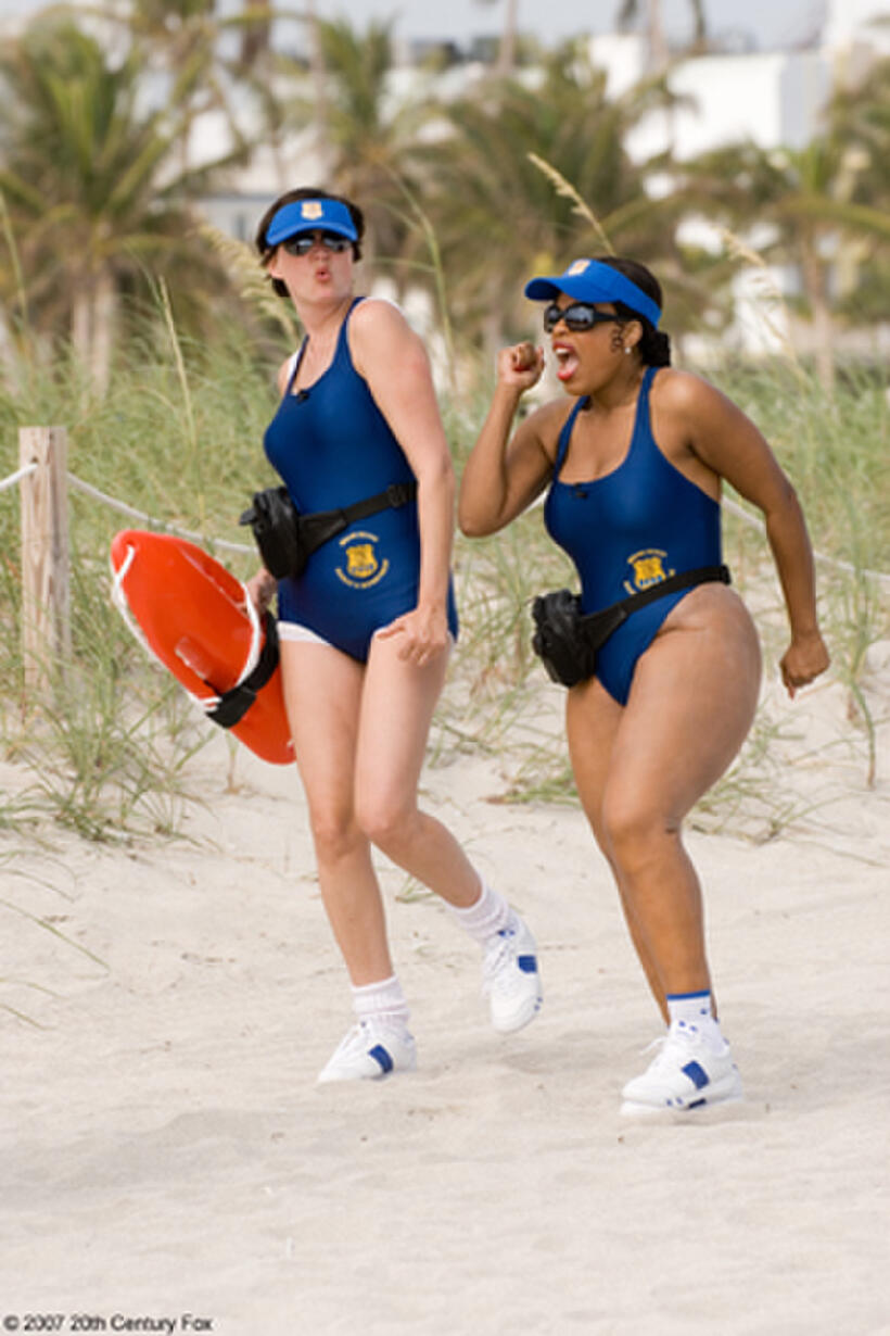 Reno Deputies Trudy Wiegel (Kerri Kenney-Silver) and Raineesha Williams (Niecy Nash) try - futilely - to blend in with the beach crowd in "Reno 911!: Miami."
