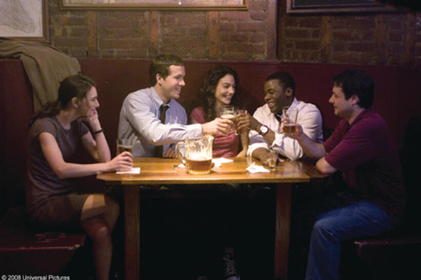 Liane Balaban, Ryan Reynolds, Annie Parisse, Derek Luke and Adam Ferrara in "Definitely, Maybe."