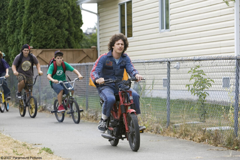 Rod Kimble (Andy Samberg), a legend-in-his-own-mind stuntman, is taunted by the kids in the neighborhood in "Hot Rod."