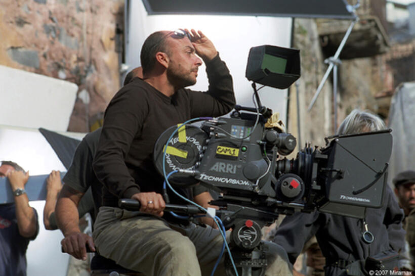 On the set of "Golden Door."