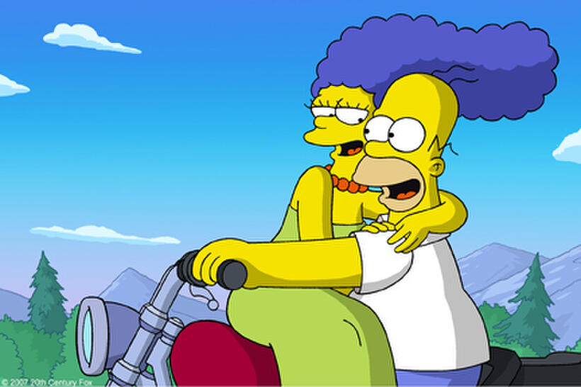 Homer and Marge Simpson enjoy a romantic interlude in "The Simpsons Movie."