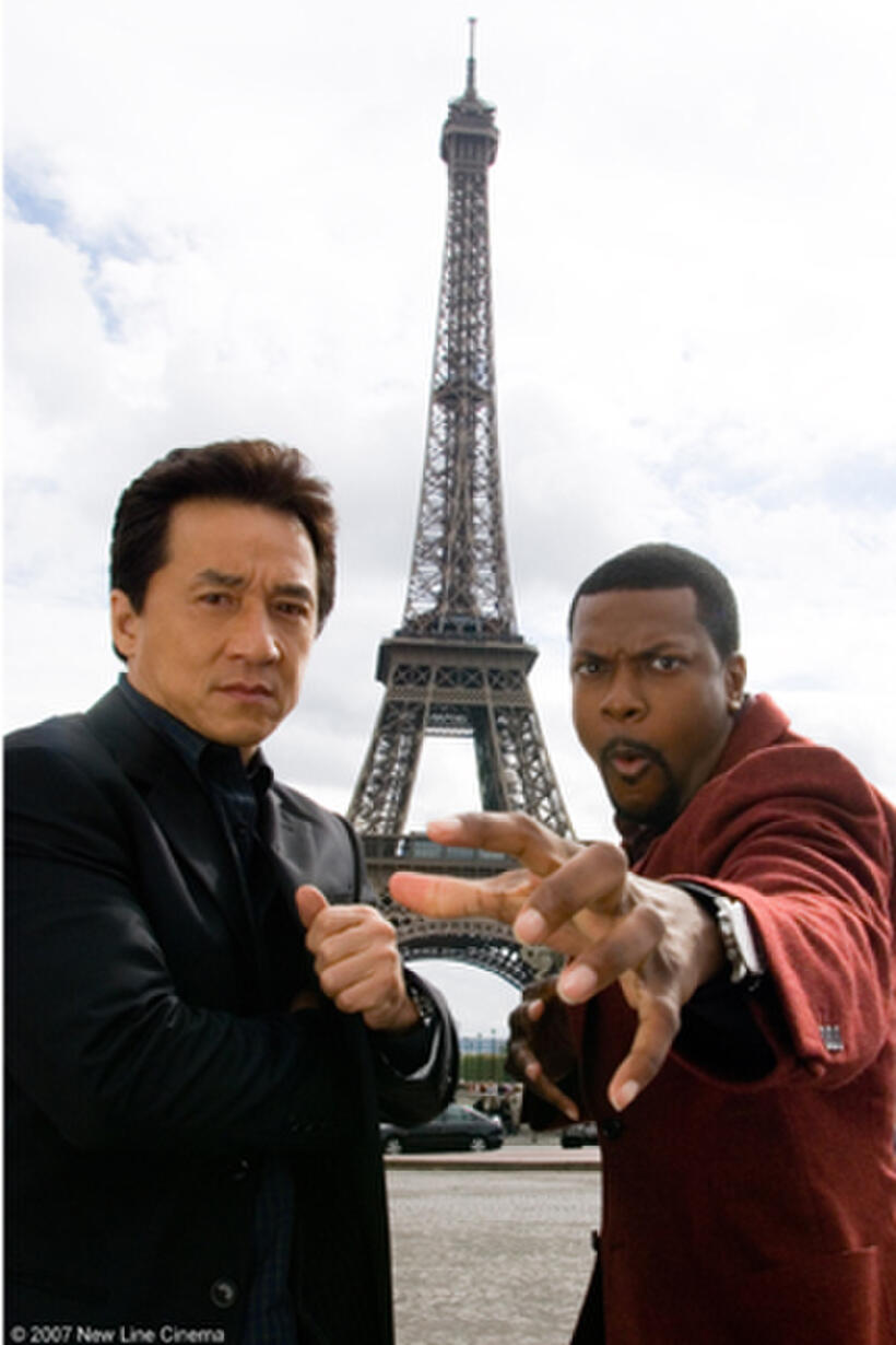 Inspector Lee (Jackie Chan) and detective Carter (Chris Tucker) go to Paris in "Rush Hour 3."
