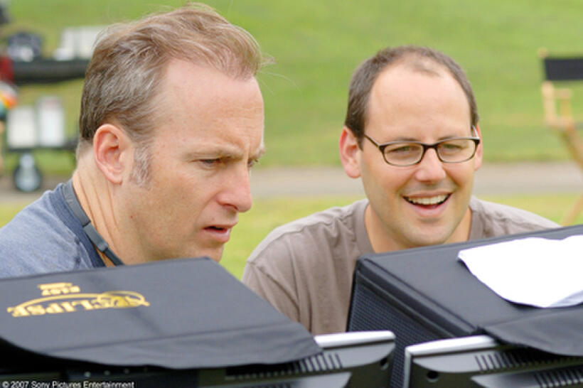 Director Bob Odenkirk and producer Matt Berenson on the set of "The Brothers Solomon."