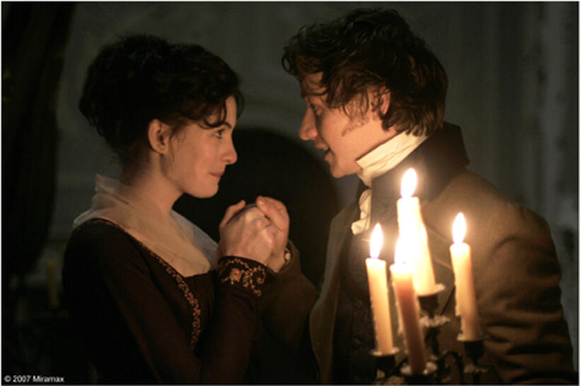 Anne Hathaway and James McAvoy in "Becoming Jane."