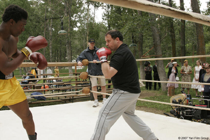 Director Rod Lurie on the set of "Resurrecting the Champ."