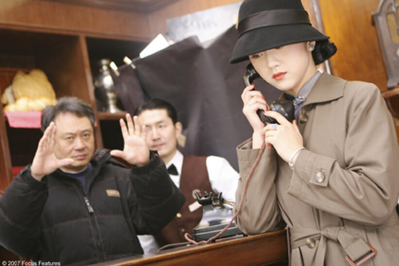 Director Ang Lee and Tang Wei on the set of "Lust, Caution."