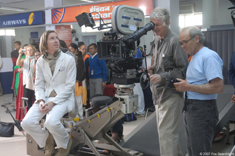 Director Wes Anderson on the set of "The Darjeeling Limited."