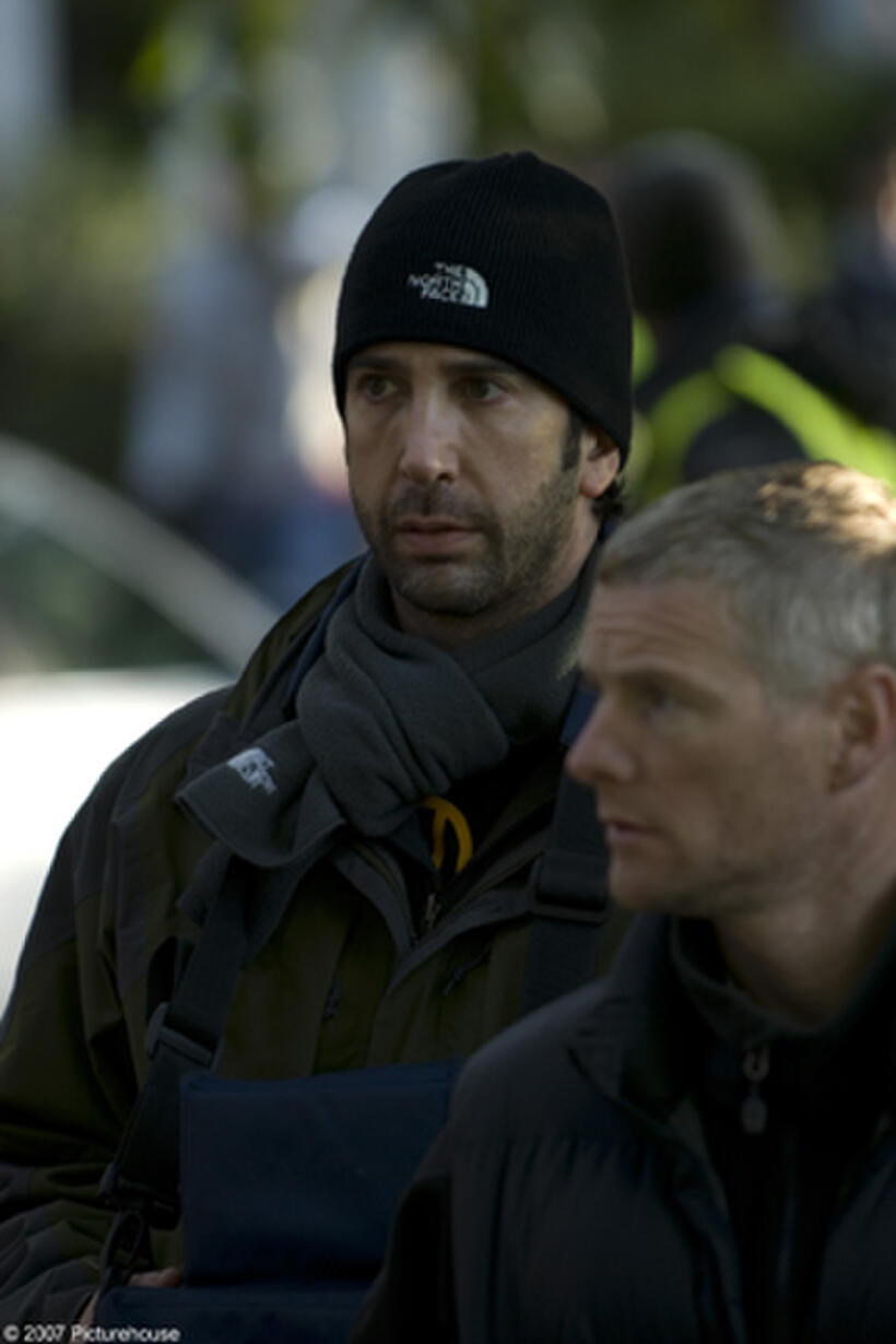 Director David Schwimmer on the set of "Run, Fat Boy, Run."