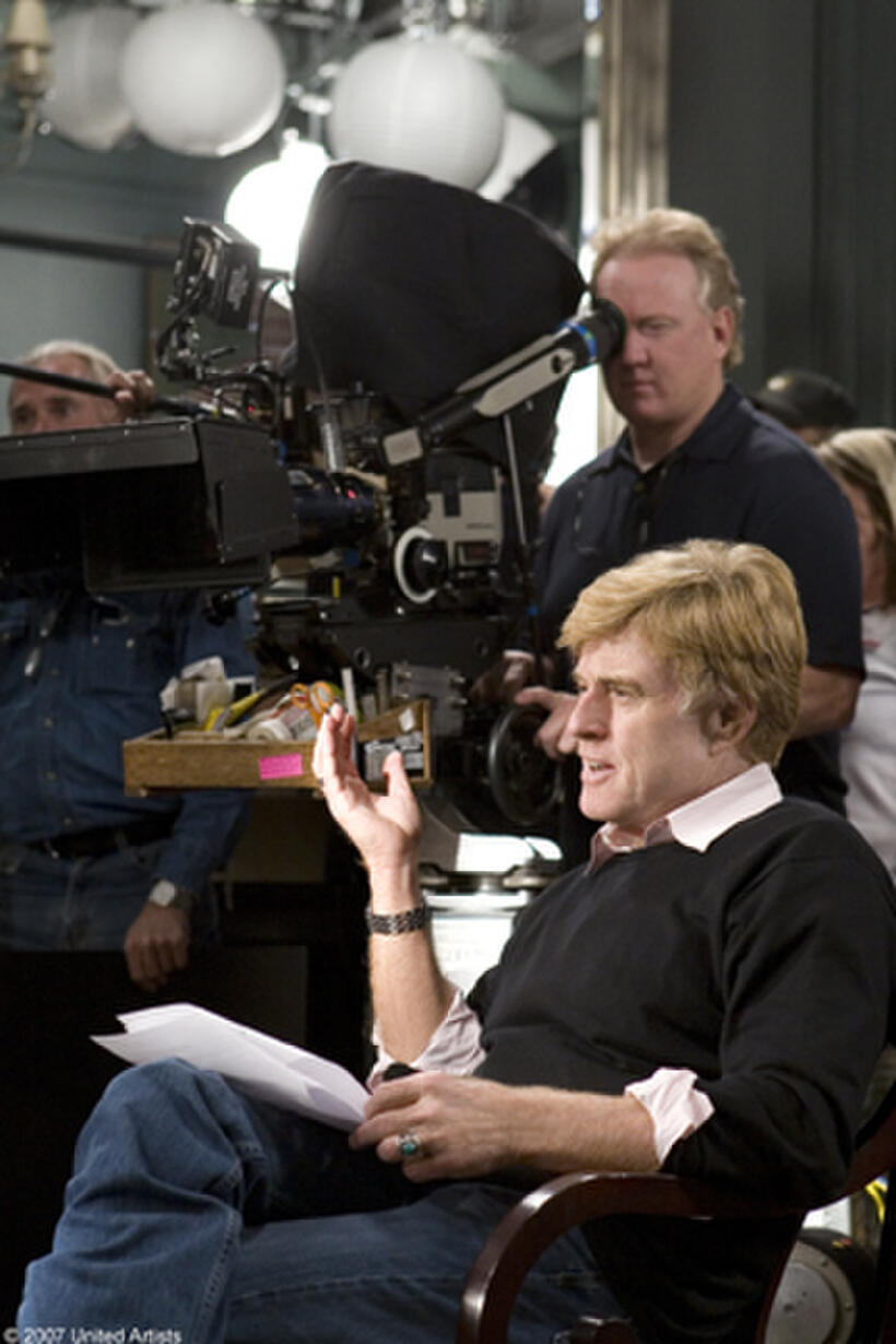 Director Robert Redford on the set of "Lions for Lambs."