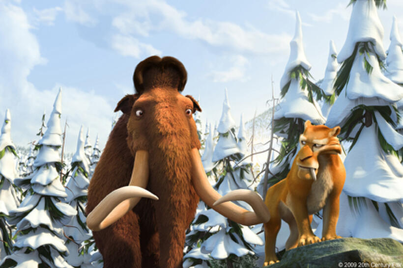 Manny (voice of Ray Romano) and Diego (voice of Denis Leary) in "Ice Age: Dawn of the Dinosaurs."