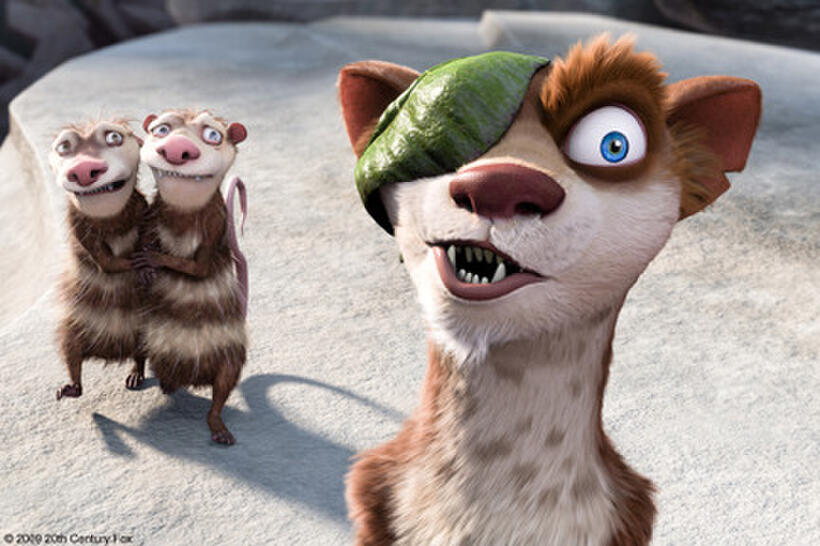 Buck (voice of Simon Pegg) Crash (voice of Seann William Scott) and Eddie (voice of Josh Peck) in "Ice Age: Dawn of the Dinosaurs."