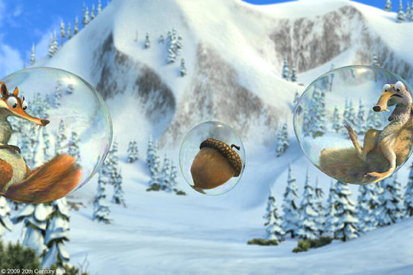 Scratte (voice of Karen Disher) and Scrat (voice of Chris Wedge) in "Ice Age: Dawn of the Dinosaurs."