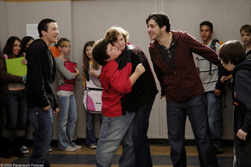 Two school bullies, Filkins (Alex Frost) and Ronnie (Josh Peck), terrorize Ryan (Troy Gentile) and Wade (Nate Hartley) in "Drillbit Taylor."