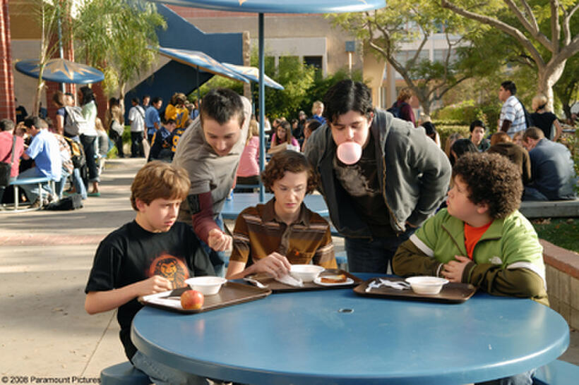 Emmit (David Dorfman), Wade (Nate Hartley) and Ryan (Troy Gentile) are terrorized by two school bullies, Filkins (Alex Frost) and Ronnie (Josh Peck) in "Drillbit Taylor."