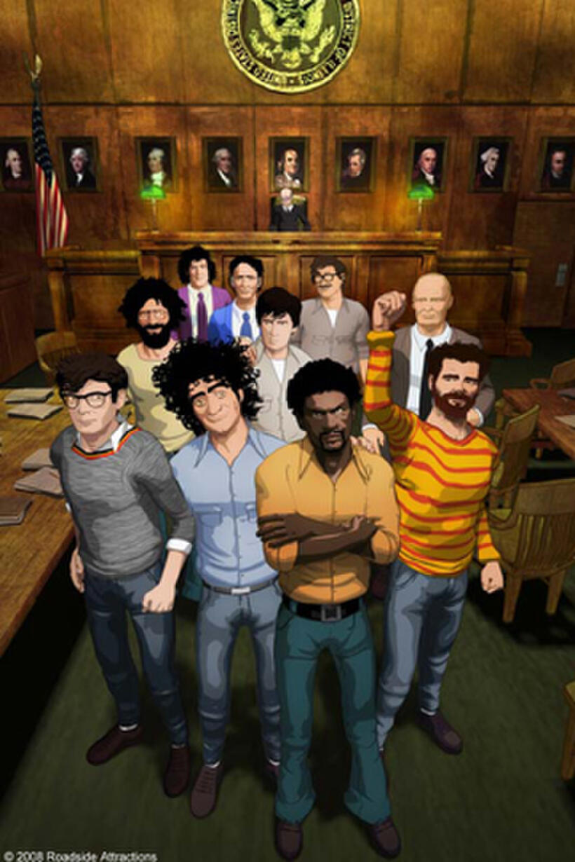 Animation from the courtroom in “Chicago 10.”