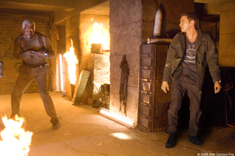Samuel L. Jackson and Hayden Christensen in "Jumper."