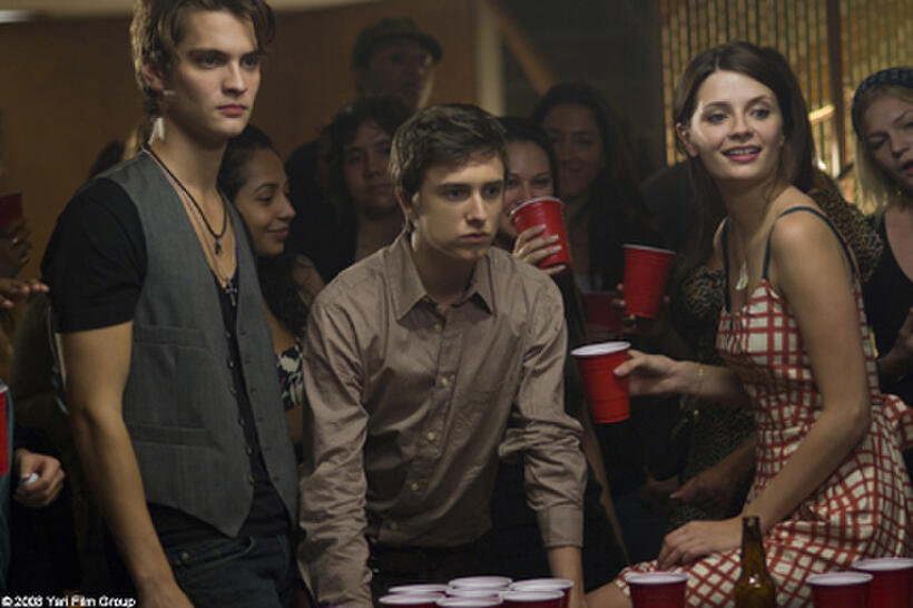 Luke Grimes as Marlon,  Reece Thompson as Bobby and Mischa Barton as Francesca in "Assassination of a High School President."