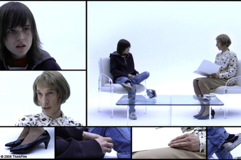 Ellen Page and Julian Richings in "The Tracey Fragments."